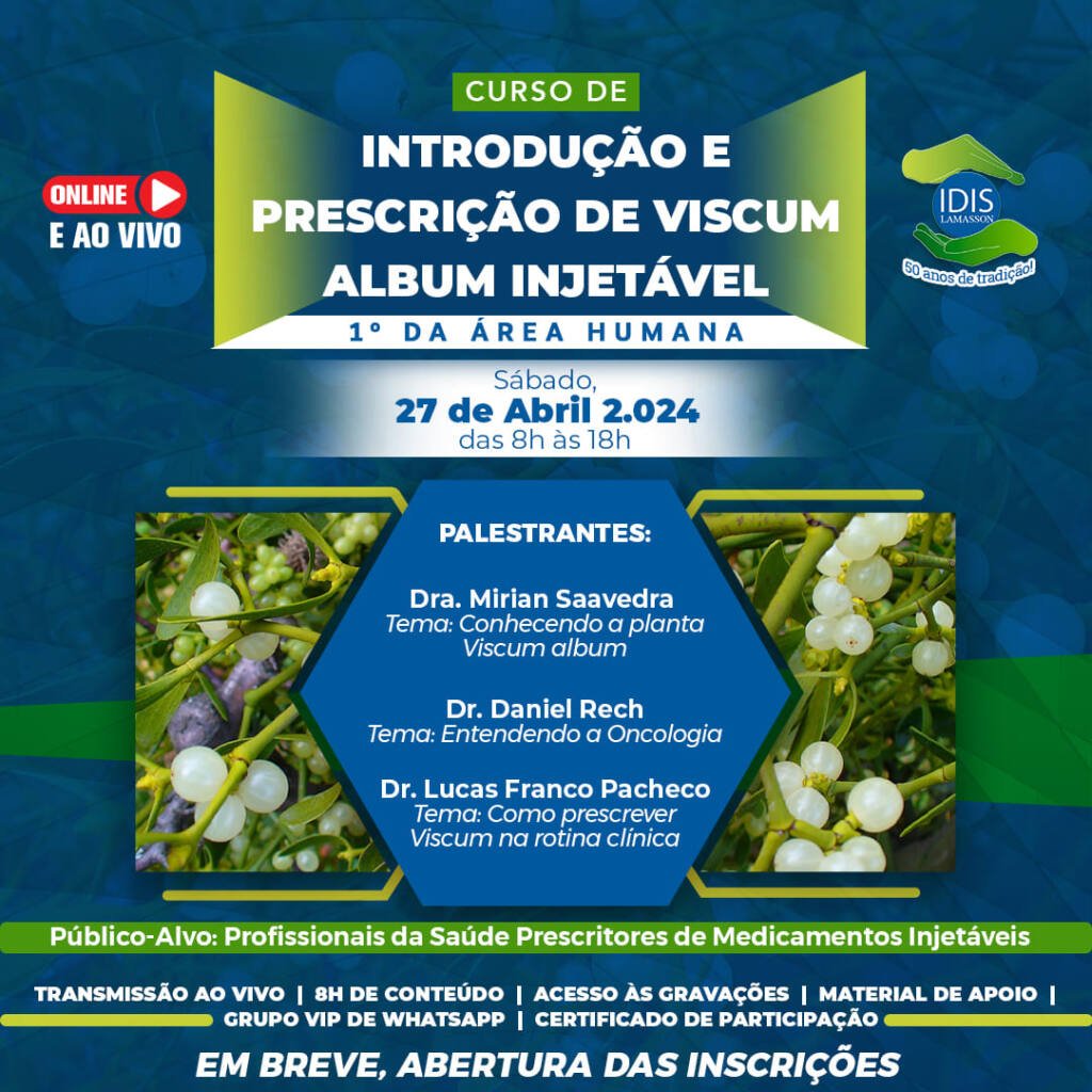 1º Curso Online de Introdução e Prescrição de Viscum album Injetável